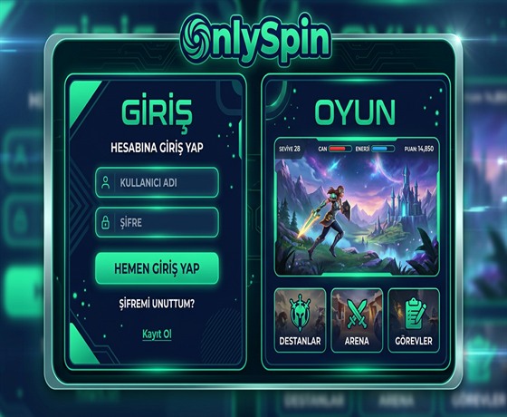 OnlySpin Platform Giriş Ekranı ve Oyun Arayüzü